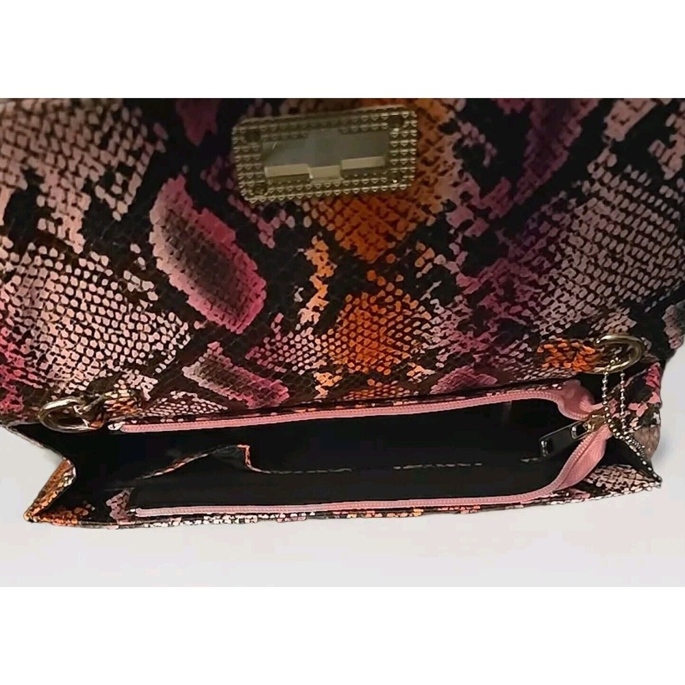 Big Buddha Faux Snake Skin Clutch/Purse  Gold Pink Black Orange - Picture 8 of 10